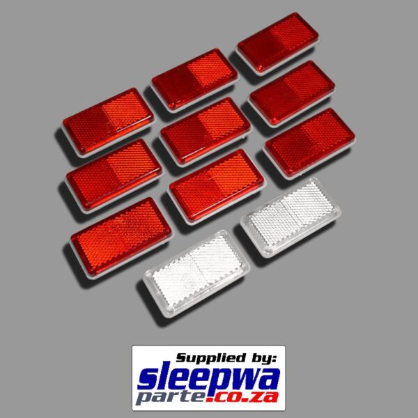 Red/White Reflectors Set of 11 - 60mm x 30mm